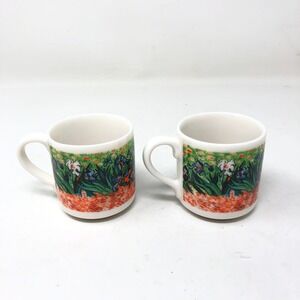 Vintage Chaleur Espresso Cups Van Gogh Irises Floral Multicolor Set of 2